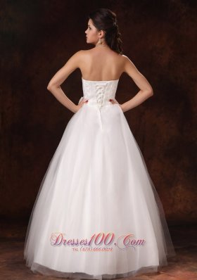 Stylish A-line Floor-length Customize Bowknot Wedding Dress