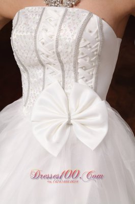 Stylish A-line Floor-length Customize Bowknot Wedding Dress