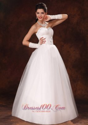 Sweetheart Beaded Tulle Garden Wedding Dress Custom Made