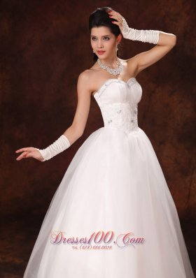 Sweetheart Beaded Tulle Garden Wedding Dress Custom Made