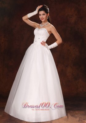 Sweetheart Beaded Tulle Garden Wedding Dress Custom Made