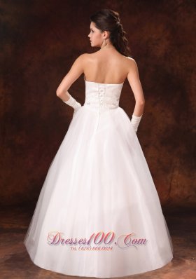 Sweetheart Beaded Tulle Garden Wedding Dress Custom Made