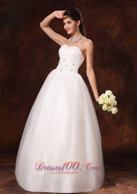 A-Line Sweetheart Beaded Dress for Church Wedding