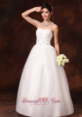 A-Line Sweetheart Beaded Dress for Church Wedding