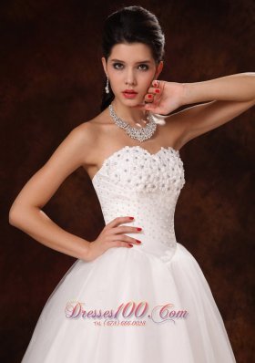 Unique Beaded A-Line Organza Customize Wedding Dress