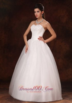 Unique Beaded A-Line Organza Customize Wedding Dress