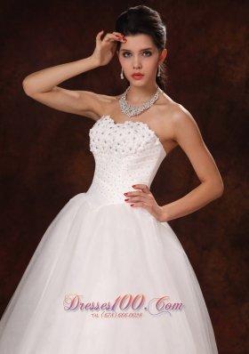 Unique Beaded A-Line Organza Customize Wedding Dress