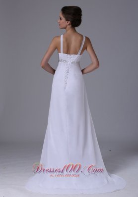 2013 Beaded Waist Empire Straps Chiffon Wedding Dress