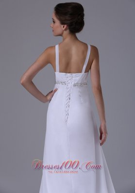 2013 Beaded Waist Empire Straps Chiffon Wedding Dress