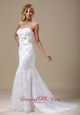 Mermaid Wedding Dress With Sash Applique and Lace Over Skirt