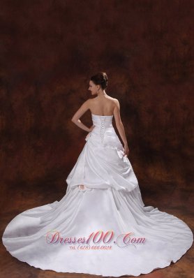 Sweetheart Hand Made Flowers Wedding Dress Chapel Train