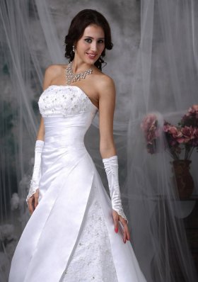 Perfect Satin Embroidery A-line Indoor Bridal Gowns 2012