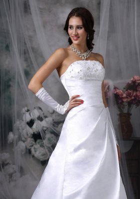 Perfect Satin Embroidery A-line Indoor Bridal Gowns 2012