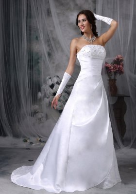 Perfect Satin Embroidery A-line Indoor Bridal Gowns 2012