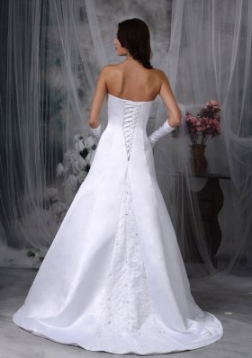 Perfect Satin Embroidery A-line Indoor Bridal Gowns 2012