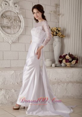 Dramatic Mermaid Bateau Lace Bridal Dresses Satin on Sale