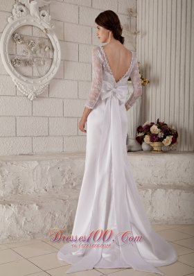 Dramatic Mermaid Bateau Lace Bridal Dresses Satin on Sale