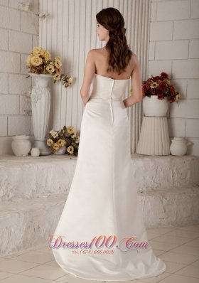 Column Halter Design Bridal Dress Brush Train Satin