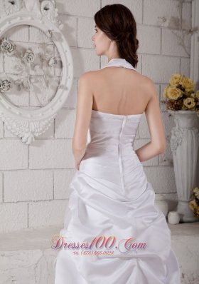 Halter Cinderella Style Wedding Dress A-line Court Train