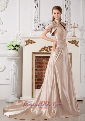 Champagne Sweetheart Wedding Dress Red Carpet Jacket