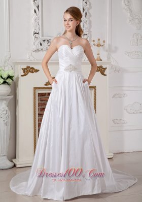 Sweetheart Wedding Dress Empire A-line Appliques Brooch