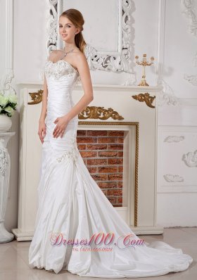 Customize Princess Bridal Dress Sweetheart Appliques Taffeta