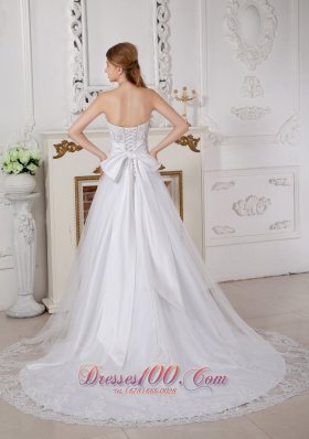 Lace Church Wedding Dress Princess Sweetheart Court