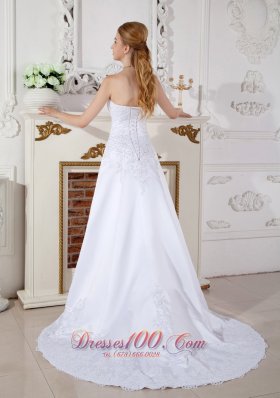 Retro White Bridal Gowns Court Train Satin