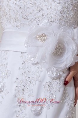 Elegant Mermaid Bridal Dress Sash Lace Flowers Court