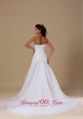 Appliques A-line 2013 Church Wedding Gowns Chapel Train