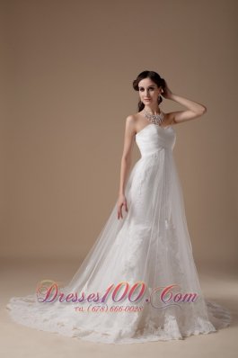 Sweet Tulle Lace A-line Wedding Dress for Petite Brides