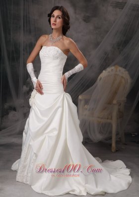 Princess Bridal Dress Strapless Flowers Court Satin