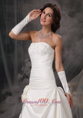 Princess Bridal Dress Strapless Flowers Court Satin