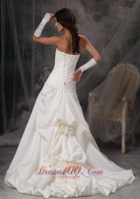 Princess Bridal Dress Strapless Flowers Court Satin