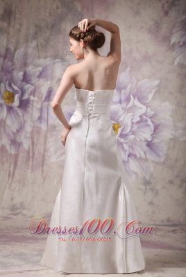 Column Empire White Wedding Dress Beaded Floor-length