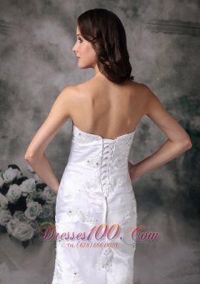 Beautiful Column Appliques Church Wedding Bridal Dress