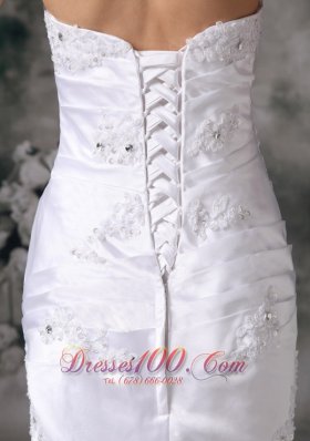 Beautiful Column Appliques Church Wedding Bridal Dress