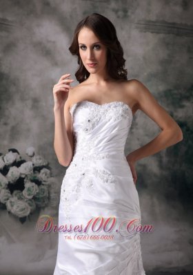 Beautiful Column Appliques Church Wedding Bridal Dress