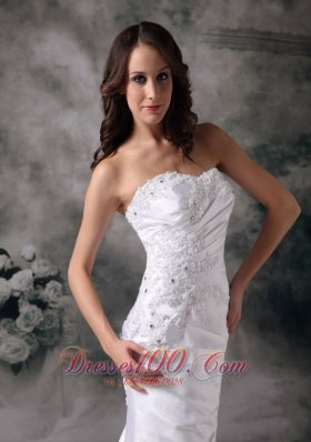 Beautiful Column Appliques Church Wedding Bridal Dress