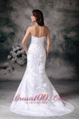 Beautiful Column Appliques Church Wedding Bridal Dress