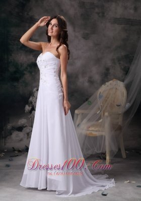 Romantic Sweetheart Beach Wedding Dress Chiffon Crystal