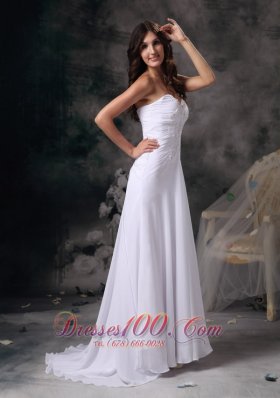 Romantic Sweetheart Beach Wedding Dress Chiffon Crystal