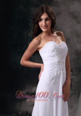 Romantic Sweetheart Beach Wedding Dress Chiffon Crystal