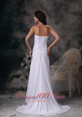 Romantic Sweetheart Beach Wedding Dress Chiffon Crystal