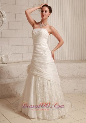 A-line Customize Lace Wedding Dress Taffeta Gangnam Style