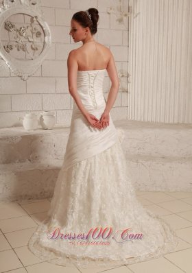 A-line Customize Lace Wedding Dress Taffeta Gangnam Style