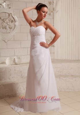 Chiffon Beach Wedding Dress Gilding Sweetheart Sweep Train