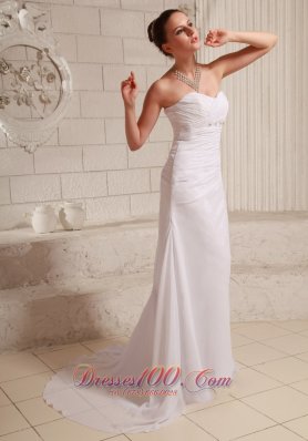 Chiffon Beach Wedding Dress Gilding Sweetheart Sweep Train