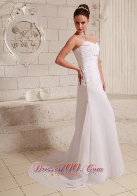 Chiffon Beach Wedding Dress Gilding Sweetheart Sweep Train