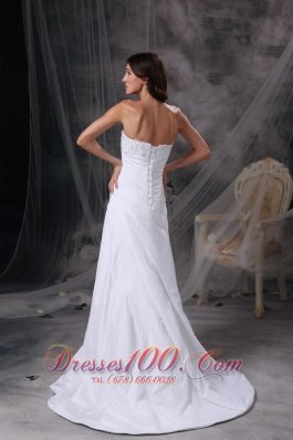 Custom Made Column Appliques White Dress for Silver Wedding